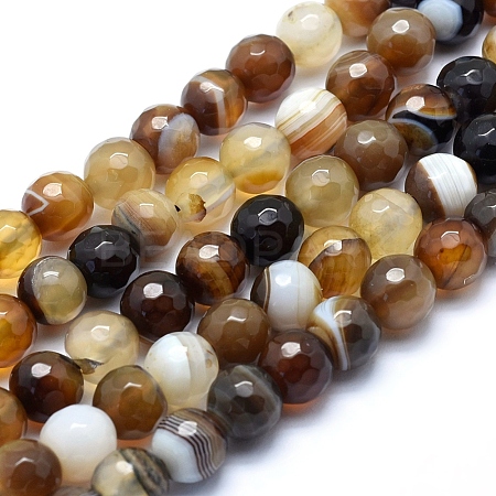 Natural Striped Agate/Banded Agate Beads G-J371-14-14mm-1