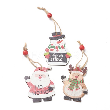 Christmas Theme Wood Big Pendant Decorations HJEW-F010-05-1