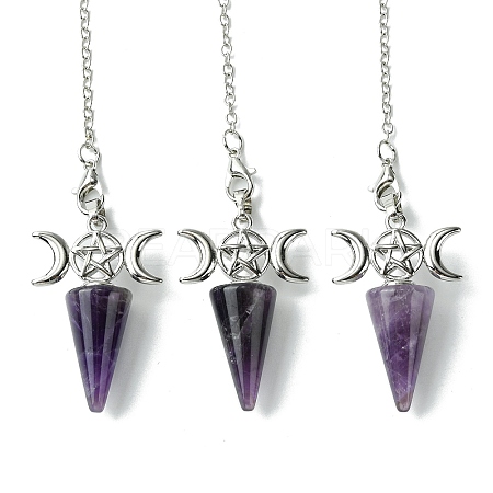 Natural Amethyst Cone Dowsing Pendulum Big Pendants G-C114-01P-17-1