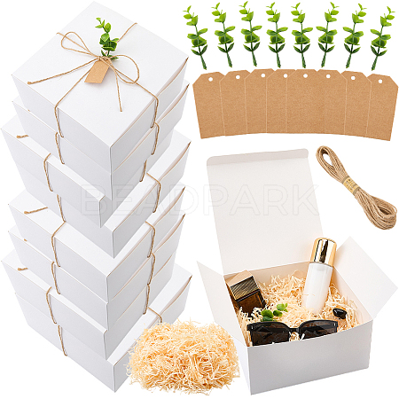 8Pcs Square Folding Kraft Paper Mailer Boxes CON-CP0001-018A-1