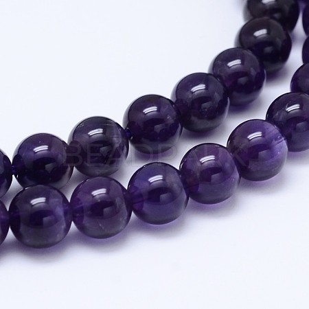 Natural Amethyst Round Bead Strands G-M212-12mm-01C-1