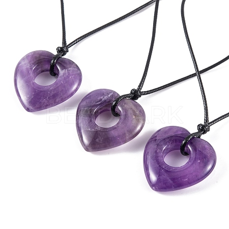 Natural Amethyst Pendant Necklaces NJEW-K268-01B-1