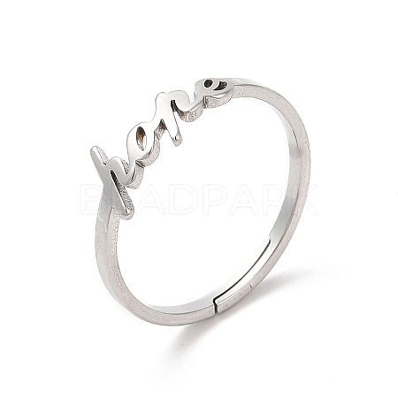 Non-Tarnish 304 Stainless Steel Word Hope Adjustable Ring LS-RJEW-L107-027P-1