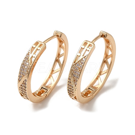 Brass Micro Pave Cubic Zirconia Hoop Earrings EJEW-M238-39KCG-1