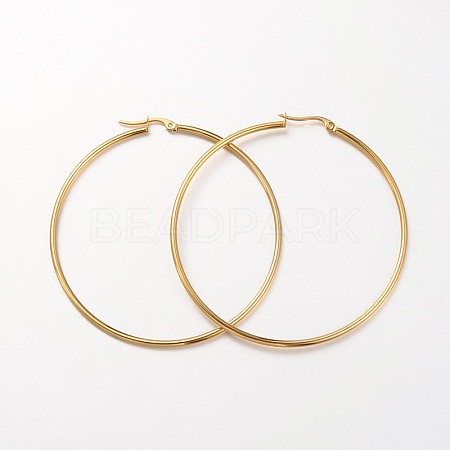 Ion Plating(IP) 304 Stainless Steel Hoop Earrings LS-EJEW-N0016-11G-L-1