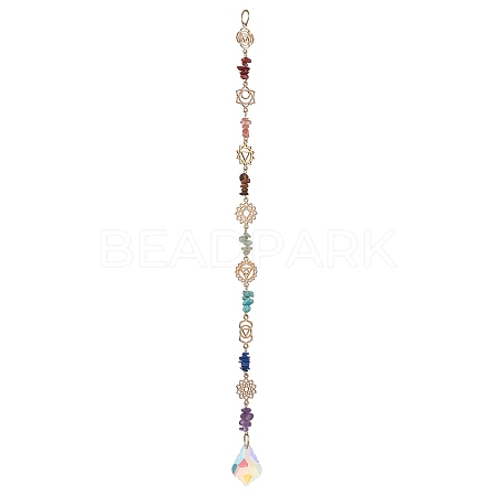 Chakra Natural & Synthetic Gemstone Chip Hanging Suncatchers HJEW-JM02361-1