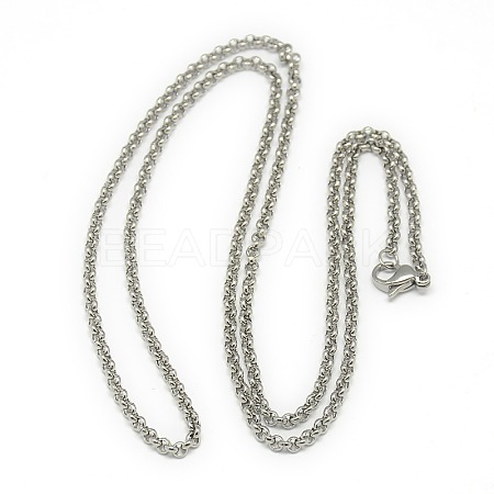 Tarnish Resistant Trendy Unisex 304 Stainless Steel Cross Rolo Chain Necklaces X-NJEW-L043A-09P-1