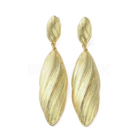 Rack Plating Brass Textured Oval Dangle Stud Earrings EJEW-M237-11G-1