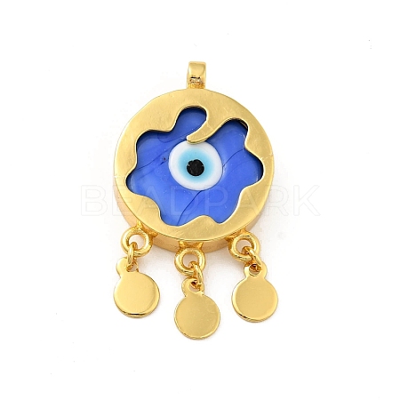 Rack Plating Handmade Evil Eye Lampwork Pendants KK-F838-01G-G-1