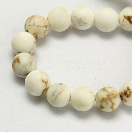 Frosted Round Natural Magnesite Beads Strands G-I168-07-8mm-1