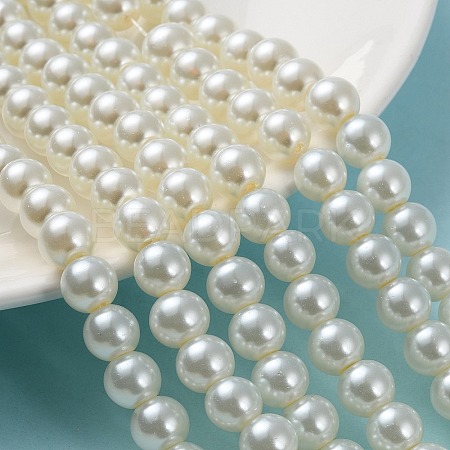 Baking Painted Pearlized Glass Pearl Round Bead Strands HY-Q330-8mm-02-1