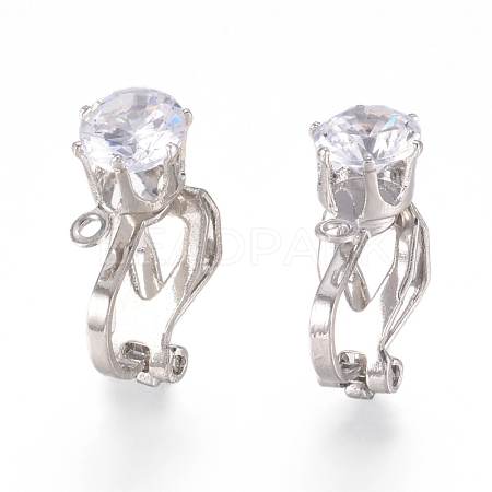 Brass Clip-on Earring Findings X-KK-L198-011P-1