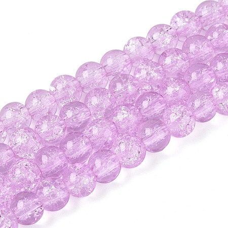 Plum Crackle Glass Round Beads Strands X-CCG-Q002-6mm-04-1
