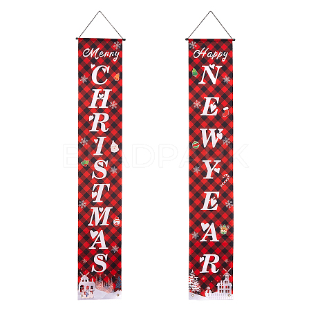Polyester Hanging Sign for Home Office Front Door Porch Welcome Christmas Decorations AJEW-WH0129-49-1