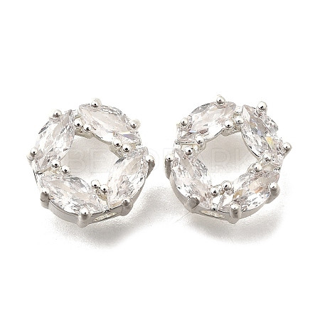Brass Micro Pave Cubic Zirconia Beads KK-F913-02P-01-1