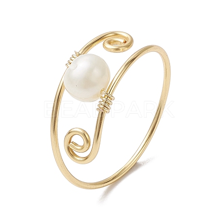 Round Natural Cultured Freshwater Pearl Finger Rings RJEW-JR00746-1