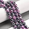 Electroplated Natural Fire Crackle Agate Round Beads Strands G-G0006-A02-07-1