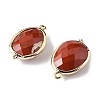 Natural Red Jasper Faceted Oval Connector Charms G-H323-02G-05-2
