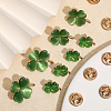 CHGCRAFT 12Pcs 3 Size Green Resin Clover Lapel Pin Brooch JEWB-CA0001-39-4