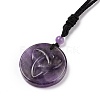 Adjustable Natural Amethyst Sailor's Knot Pendant Necklace with Nylon Cord for Women NJEW-L171-02D-3