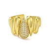 Brass with Cubic Zirconia Rings RJEW-B057-01G-02-2