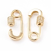 Brass Micro Pave Clear Cubic Zirconia Screw Carabiner Lock Charms ZIRC-L093-51G-2