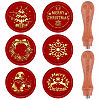 CRASPIRE Christmas Theme 6Pcs  Brass Wax Seal Stamp Head AJEW-CP0001-87A-1