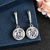 925 Sterling Silver Micro Pave Cubic Zirconia Dangle Hoop Earrings EJEW-F371-01B-01-1