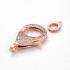 Brass Micro Pave Cubic Zirconia Lobster Claw Clasps ZIRC-K081-95RG-02-2