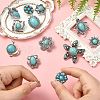 12Pcs 12 Styles Alloy Rhinestone & Resin Imitation Turquoise Snap Buttons BUTT-CJ0001-04-5