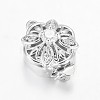 Hollow Flower Rack Plating Brass Micro Pave Cubic Zirconia Box Clasps KK-L141-14P-NR-1