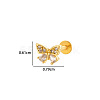 Butterfly 316L Surgical Stainless Steel Clear Cubic Zirconia 17 Gauge Internally Threaded Labrets WGBD99E-01-1