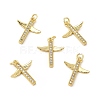 Brass Micro Pave Clear Cubic Zirconia Connector Charms KK-E068-VB258-1