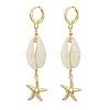 5 Pair 5 Style Natural Shell with Pearl Beaded Drop Earrings EJEW-TA00179-4