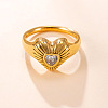 304 Stainless Steel Pave Cubic Zirconia Finger Rings WG685BA-01-3