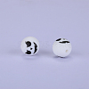 Printed Round with Ghost Pattern Silicone Focal Beads SI-JX0056A-126-1