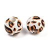 Painted Wood European Beads WOOD-F017-04A-2