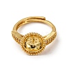 Round Brass Micro Pave Clear Cubic Zirconia Adjustable Ring Settings KK-D378-35G-2