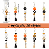 10Pcs 10 Styles Glass & Acrylic & Resin Beaded Pendant Decorations HJEW-AB00259-2