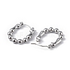 304 Stainless Steel Round Beaded Hoop Earrings for Women EJEW-I284-17P-2