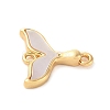 Brass Pave Natural White Shell Connector Charms KK-S522-03A-G-2