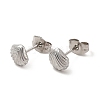 304 Stainless Steel Shell Shape Stud Earrings for Women LS-EJEW-I281-33P-1