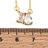 Brass Pave Cubic Zirconia Rectangle & Teardrop Pendant Cable Chain Necklaces KK-CBAB173-05G-12-5