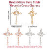 Beebeecraft 6Pcs 3 Colors Brass Pave Clear Cubic Zirconia Connector Charms ZIRC-BBC0001-90-2