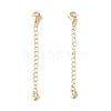 Brass Curb Chain Extenders with Micro Pave Cubic Zirconia Heart Charm KK-I702-54G-3