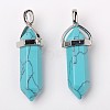 Bullet Dyed Synthetic Turquoise Pointed Pendants X-G-F295-03A-4