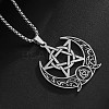 Moon Pentagram 201 Stainless Steel Pendant Necklaces for Women Men FS-WG0AEB1-01-2