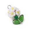 Glass Seed Beaded Flower Pendants PALLOY-MZ00521-02-3