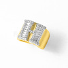 Brass Micro Pave Clear Cubic Zirconia Cuff Open Rings FS-WGA5D1D-08-1