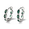 Green Cubic Zirconia Horse Eye Wrap Hoop Earrings LS-EJEW-K083-34P-C-1